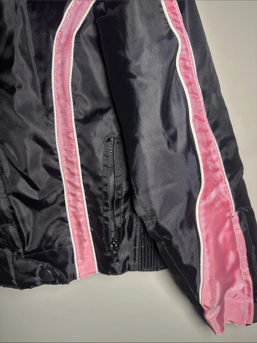Revolution Gear Black with pink detail two layer motorcycle Jacket